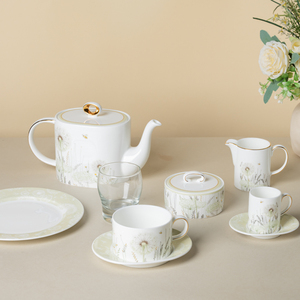 Vaisselle de luxe en porcelaine fine à motif pissenlit, tasses à thé et assiettes pour banquets, articles ménagers, vente en gros, logo personnalisé - Product Image 6