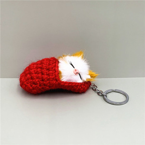 <span class=keywords><strong>Porte</strong></span>-clés <span class=keywords><strong>DIY</strong></span> en forme de chat de dessin animé avec <span class=keywords><strong>pompon</strong></span> en fourrure moelleuse, breloque de sac - Product Image 4
