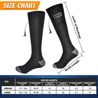 Nouveau design Chaussettes chauffantes lavables rechargeables d'hiver noires Chaussettes chauffantes électriques en nylon avec batterie