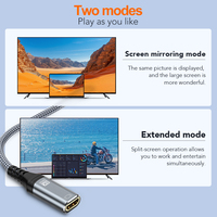 Adaptador de conversión electrónica 8K, tipo C a HDMI hembra, cable HDMI macho a hembra de malla trenzada de metal de cobre para ordenador portátil