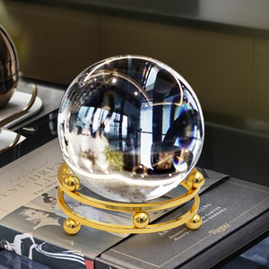 Modern Luxury Glass Crystal <b>Ball</b> <b>Sphere</b> with Gold Stand Minimalist Home Office Decor Ornament - Product Image 1