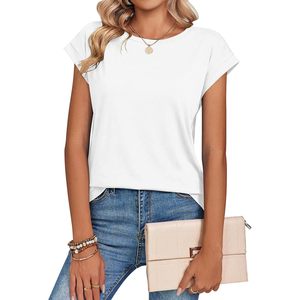 FOXA Womens <b>Cap</b> Sleeve T-Shirt 100% Cotton Jersey Breathable Summer Casual Top For Women - Product Image 4