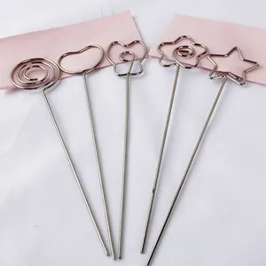 Clip de alambre para manualidades con forma de corazón, clip para tarjeta, foto, soporte para notas, abrazadera de metal, decoración de pasteles de arcilla