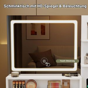 Tocador de Maquillaje Moderno SENYU Blanco con Espejo LED Iluminado y Estación de Carga, Diseño Escandinavo para Dormitorio - Product Image 4