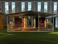 Villa Modular Prefabricada con Terraza de Madera, Cabaña Moderna para Jardín y Apartamento Pequeño para Huéspedes