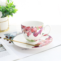 Ensemble tasse et soucoupe pour le thé de l'après-midi, design personnalisé écologique, en porcelaine fine, pour la maison