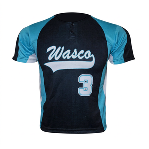 เสื้อเบสบอล Wasco แบบสั่งทำพิเศษ ระบายอากาศได้ดี ป้องกันแบคทีเรีย แขนสั้น ปิดด้วยกระดุม ผลิตจากโพลีเอสเตอร์ 100% ด้านหน้า - Product Image 1