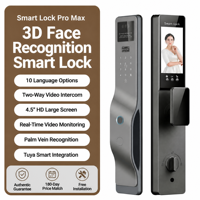 Serrure de porte intelligente LUONA Tuya Home Technology, technologie WiFi, reconnaissance faciale 3D, alliage d'aluminium, barre de serrure, batterie USB, déverrouillage par mot de passe, application à distance