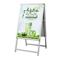 Support d'affichage portable sur pied en alliage d'aluminium pour affiches, surface vernie, pour présentoir de magasin, avec éclairage LED, tailles personnalisées