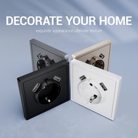 Prise murale allemande Schuko de norme européenne avec cadre PC ignifuge de classe V-0 80*80 avec double ports USB DC 5V 2.1A