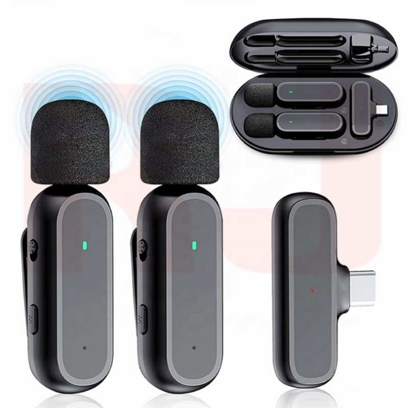Беспроводной петличный микрофон, петличный микрофон для смартфона с функцией подключения и воспроизведения, с зарядным чехлом, для записи видео, шумоподавления, автоматической синхронизации