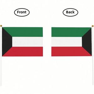Wholesale Kuwait <b>Flag</b> Hand-Waved Mini <b>Flag</b> Polyester Equipped With Plastic or Wooden Flagpole for National Day Decoration - Product Image 3