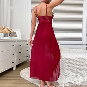 Camisón Largo de Encaje Transparente con Cuello en V para Mujer, Nuevo Diseño, Venta al Por Mayor - Product Image 5