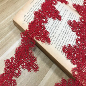 Aksesori Garmen Pita Jahit DIY Merah Kerajinan Jahit Larut Air Renda Poliester Pita Jahit Hiasan Renda - Product Image 4