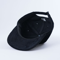 Custom Unstructured 5-Panel petflespetten Zwarte Sportieve Pet met Geborduurd Logo Luipaard/Fruit Patroon Corduroy Stof Unisex Pet