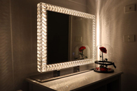 Miroir de maquillage LED en promotion, miroir de vanité diamanté, miroir de maquillage lumineux en cristal pour salle de bain