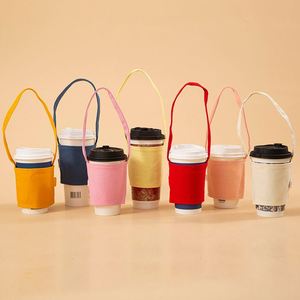 En stock : Sac de transport pour café à emporter en toile, style moderne et minimaliste, manchon écologique pour tasse de thé au lait, emballage personnalisable, logo sur mesure - Product Image 3