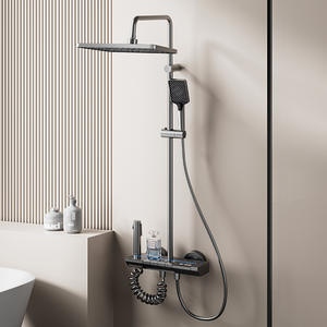 Laiton acier inoxydable pluie gris colonne de douche mitigeur robinet Chrome Piano clé salle de bain ensembles Jet Massage pulvérisation vanne en céramique - Product Image 1