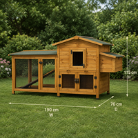 Poulailler en bois massif de haute qualité, imperméable et respirant, de grande taille, en forme de maison, avec plateau en plastique pour poules pondeuses