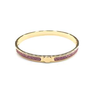 Crystal Bracelet Gold Plated 316L Stainless Steel Pink Rhinestones <b>Heart</b> Detail Fashion Jewelry - Product Image 1