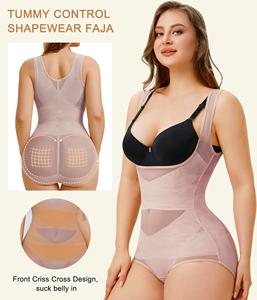 Body moldeador de malla de busto abierto <span class=keywords><strong>para</strong></span> mujer, entrenador de cintura con Control de barriga, <span class=keywords><strong>bragas</strong></span> levantadoras de glúteos, moldeador de Cuerpo Adelgazante - Product Image 2