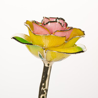 2024 fleur rose plaquée or 24 carats pour la Saint-Valentin avec base longue tige pour petite amie