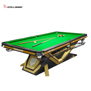 STELLARWAY Table de billard de snooker de style chinois <span class=keywords><strong>8</strong></span> boules, 9 pieds, de haute qualité, écologique, avec emballage personnalisable, pour jeu, avec plateau en ardoise dorée - Product Image 1