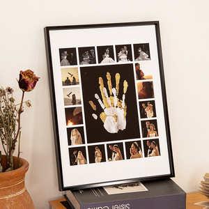 Cornice Fotografica Rettangolare in Lega di Alluminio, Design Creativo con Impronte di Mani di Coppia, Cornice Multi-Griglia <span class=keywords><strong>da</strong></span> <span class=keywords><strong>Parete</strong></span> Fatta a Mano con Stampa Fotografica Gratuita - Product Image 4