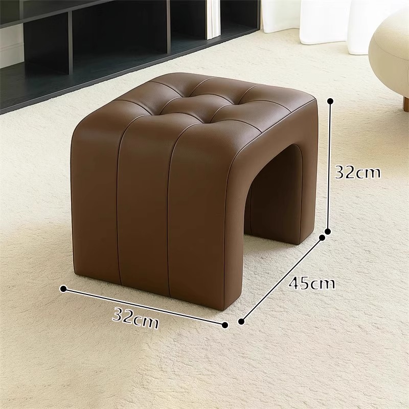 Tabouret en cuir N petit marron [32cm de haut]