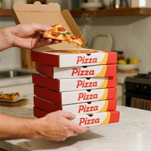 Greaseproof Rectangular Pizza Box Kraft Paper <b>Takeaway</b> <b>Containers</b> for Delivery Use Custom Design Pizza Boxes in Multiple Sizes - Product Image 1