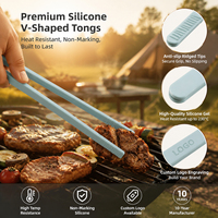 Pinces alimentaires en silicone de qualité alimentaire, résistantes aux hautes températures, antidérapantes et anti-brûlures, en forme de V, pour barbecue, steaks et buffets
