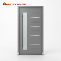 Porte d'entrée pivotante moderne en alliage d'aluminium avec verre dépoli, isolation thermique, étanche, de luxe, pour l'extérieur de la maison