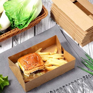 Hộp Đựng Thức Ăn Bằng Giấy Kraft Giấy Bìa 4 Góc Khay Đựng Thức Ăn Phim Đêm Khay Đựng Đồ Ăn Nhẹ Dùng Một Lần Có Thể Gập Lại Màu Nâu - Product Image 4