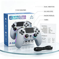 Manette de jeu sans fil RGB rechargeable pour PC/PS5 avec moteur de vibration, macro programmable, boucle, capteur Hall 6 axes et bouton Turbo