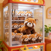 Peluches Panda Rouge Adorables 8 pouces, Jouets en Peluche pour Enfants, Modèles Dessins Animés et Anime, pour Machines à Pinces