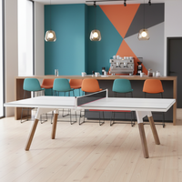 Table de ping-pong et de tennis de table moderne en bois massif 2 en 1, table à manger