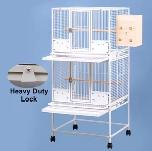 Grande uccello all'aperto voliera di volo in metallo triplo pappagallo allevamento gabbia per uccelli impilabile per fringuelli con ruota - Product Image 5