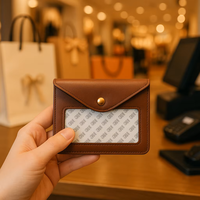 Dompet Kulit Lipat Dua dengan Sulaman Jarum untuk Pria, Bordir Buatan Tangan, Logo Kustom, Desain Ramping, Mewah, Hadiah Tahun Baru, Hari Ayah, Thanksgiving