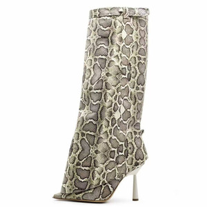 Women Solid Pants Long Boots High Heels Pointy Toe Sexy Knee High Booties Overlay on Stiletto <b>Shoes</b> - Product Image 3