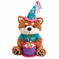 Peluche Ours en Peluche Mignon pour Anniversaire, Design T-Shirt Joyeux Anniversaire avec Gâteau, Cadeau de Fête pour Enfants, Animal en Peluche Prix de Gros