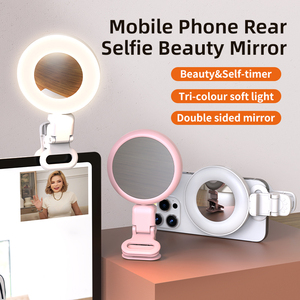 D01Fill luce specchio per selfie Mini tascabile pieghevole beauty Web meeting card fotocamera Multi-scena fill luce flip specchio per selfie - Product Image 2