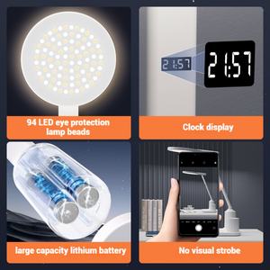 Lampe de table pliable à affichage numérique LED, avec minuterie, chargement USB, 3600 mA, gradation à cinq niveaux, porte-stylo, lampe de bureau pour l'étude - Product Image 5