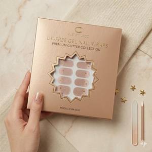 Bandes de vernis à ongles en gel sans UV avec dégradé brun foncé, sans lampe, autocollants véganes, tenue jusqu'à 14 jours, faciles à retirer - Product Image 1