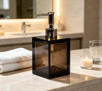Ensemble d'accessoires de salle de bain en ambre fumé, distributeur de savon carré en ambre translucide, boîte à mouchoirs, décoration pour la maison et l'hôtel