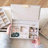 Mienojr-boîte à bijoux en cuir, pour colliers et bagues, organisateur de bijoux, corps, coffre, plateau d'organisation, de luxe