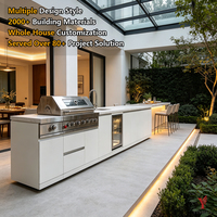 Cuisine extérieure modulaire en acier inoxydable Yishen, résistante aux intempéries, avec barbecue intégré, évier, réfrigérateur et four à pizza pour terrasse et patio