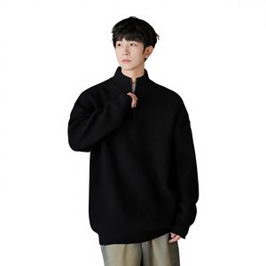 Pull <span class=keywords><strong>col</strong></span> <span class=keywords><strong>roulé</strong></span> demi-zip pour homme, style japonais rétro décontracté, tendance hiver, marque branchée, tricot épais et chaud, coupe ample - Product Image 3