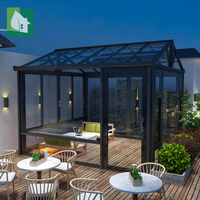 Serre moderne personnalisée en aluminium et verre, jardin d'hiver, véranda avec toit en PVC imperméable triangulaire, utilisation en extérieur