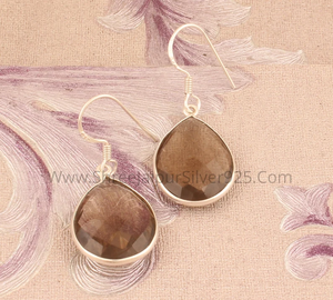 925เงินสเตอร์ลิงควอตซ์พลอยหยดต่างหูดีไซน์เนอร์แฮนด์เมดชุดฝาปิดทรงลูกแพร์ของขวัญสำหรับผู้หญิง - Product Image 1