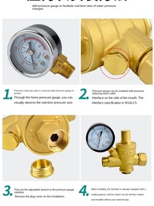 AdjustableThread Water Control <b>Regulator</b> <b>Pressure</b> Reducing Valve with Water Gauge Adjustable Brass WaterPressure Reducing Regula - Product Image 3